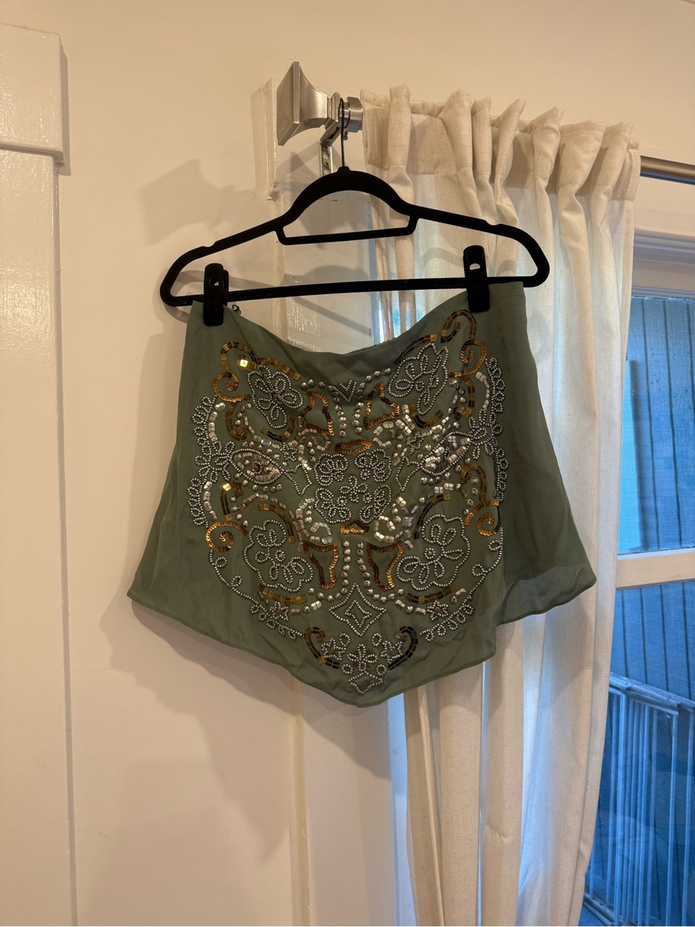 Free People Olive Green Beaded Embellished Camisole